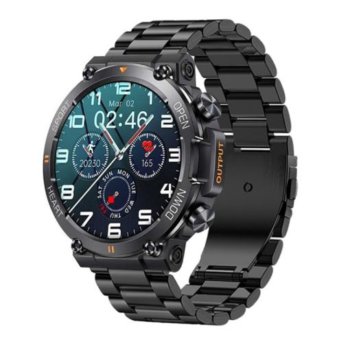 K56 Pro 1.39" Smart Steel Strap Wristband - Heart Rate/BP Monitor (Black) - 1