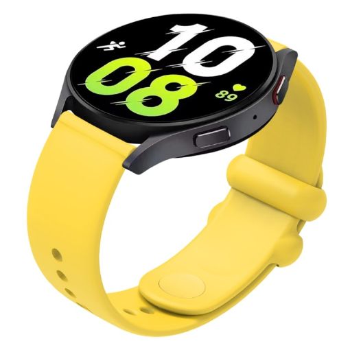Universal 22mm Yellow Silicone Watch Band with Reverse Buckle - 1