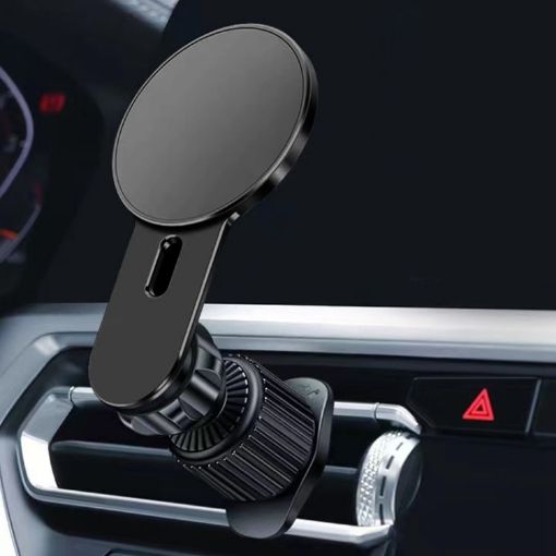 360 Rotating Magnetic Car Phone Holder - Air Outlet Mount (Black) - 1
