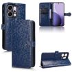 OPPO Reno14 Global Blue Honeycomb Dot Texture Leather Phone Case - 1