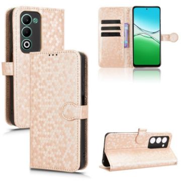 OPPO A5 5G/4G Global Honeycomb Dot Texture Leather Case - Gold - 1