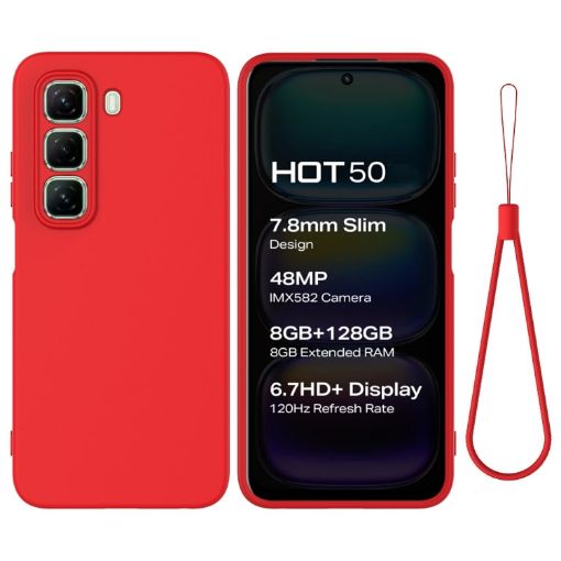 Infinix Hot 50 4G Red Liquid Silicone Dropproof Full Coverage Case - 1