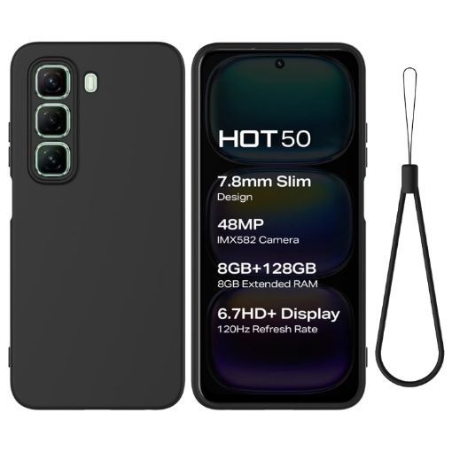 Infinix Hot 50 4G Black Liquid Silicone Dropproof Full Coverage Case - 1