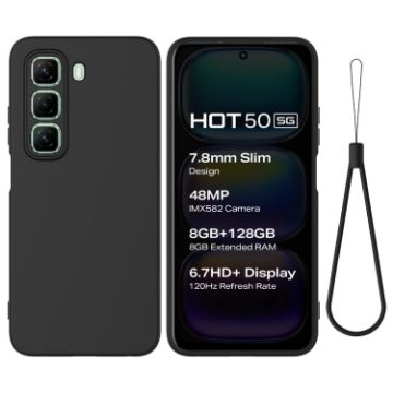 Infinix Hot 50 5G Black Liquid Silicone Dropproof Full Coverage Case - 1