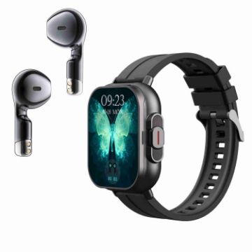 D8 2.01" Smart Watch & Bluetooth Earphone, Health Monitoring, NFC, Black - 1