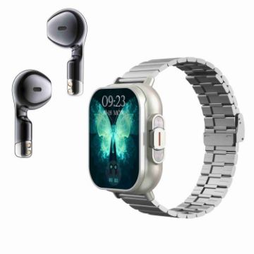 D8 2.01" Bluetooth Earphone Smart Watch, Health Monitoring/NFC, Silver - 1