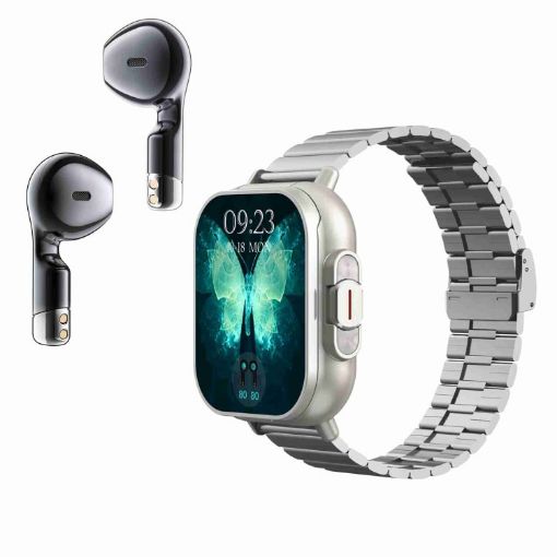 D8 2.01" Bluetooth Earphone Smart Watch, Health Monitoring/NFC, Silver - 1