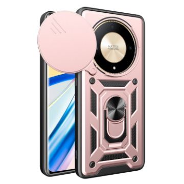 For Honor X9b Rose Gold TPU+PC Phone Case with Sliding Camera Cover - 1