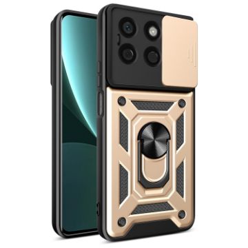 For Honor X8b Gold Phone Case with Sliding Camera Cover TPU+PC Design - 1
