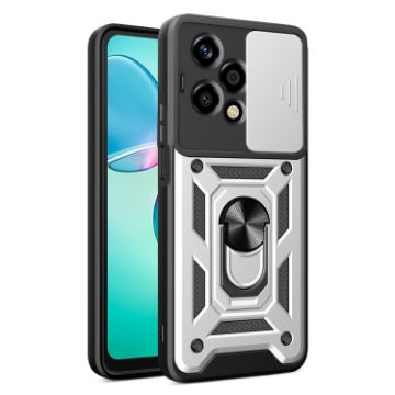 For Honor 200 Lite Silver TPU+PC Phone Case with Sliding Camera Cover - 1