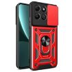 For Honor X6b 4G Red Phone Case with Sliding Camera Cover TPU+PC - 1