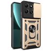 For Honor X6b 4G Gold Phone Case with Sliding Camera Cover TPU+PC - 1