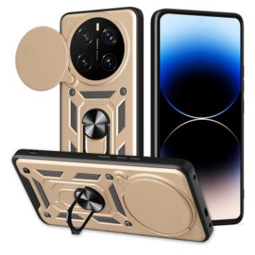 For Honor Magic7 Pro Gold TPU+PC Phone Case with Sliding Camera Cover - 1