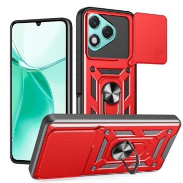 For Honor 400 Lite Red TPU+PC Phone Case with Sliding Camera Cover - 1