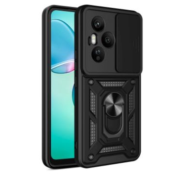 For Honor 400 Pro Global Phone Case Black - Sliding Camera Cover TPU+PC - 1