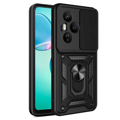 For Honor 400 Pro Global Phone Case Black - Sliding Camera Cover TPU+PC - 1