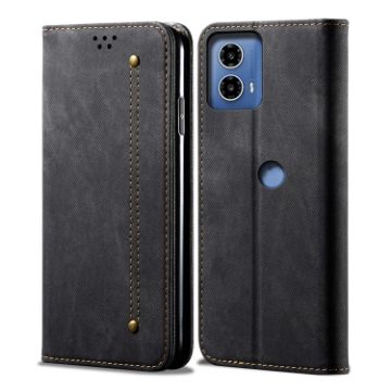 Motorola Moto G04/G24 Denim Texture Flip Leather Case - Black - 1