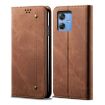 Moto G64 5G Brown Denim Texture Flip Leather Case - Global Version - 1
