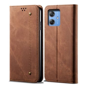 Moto G64 5G Brown Denim Texture Flip Leather Case - Global Version - 1