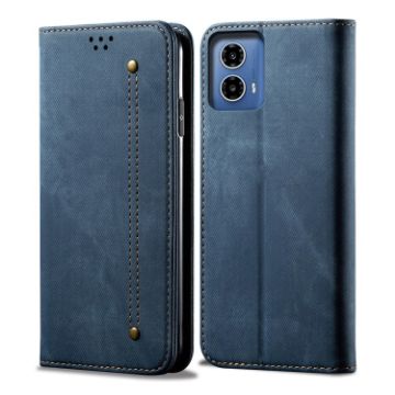 Moto G35 Denim Texture Flip Leather Phone Case - Blue - 1