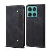 Motorola Edge 60 Fusion Flip Leather Phone Case - Denim Texture Black - 1
