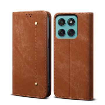 Moto G56 5G Brown Denim Texture Flip Leather Case - 1