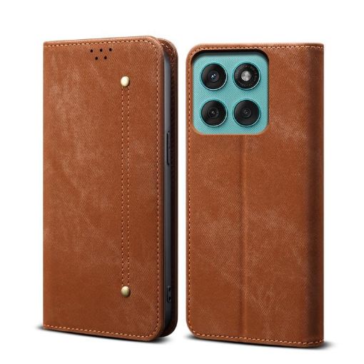 Moto G56 5G Brown Denim Texture Flip Leather Case - 1