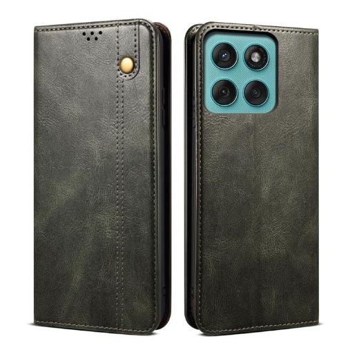 Moto G86 Power Green Leather Phone Case - Oil Wax Crazy Horse Texture - 1