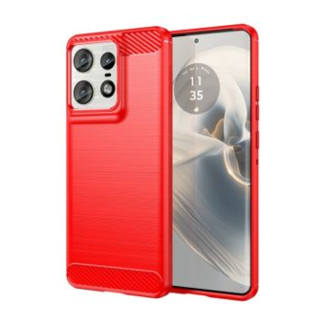 Motorola Edge 50 Pro Red Carbon Fiber Brushed TPU Phone Case - 1