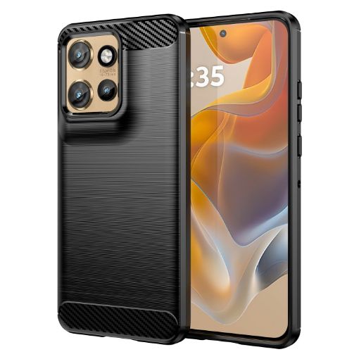 Motorola Edge 50 Neo Black Carbon Fiber Brushed TPU Phone Case - 1