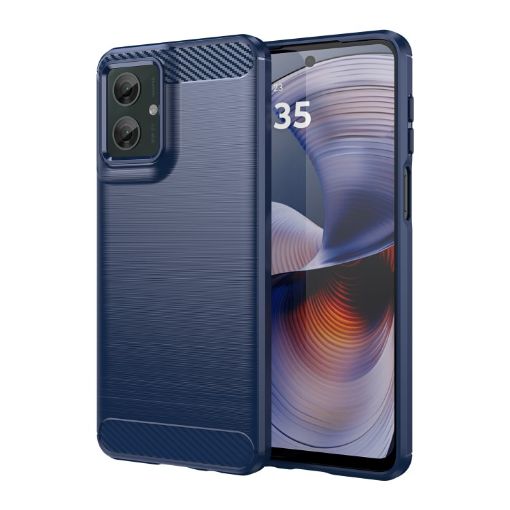 Motorola Moto G55 5G Blue Carbon Fiber Brushed TPU Phone Case - 1