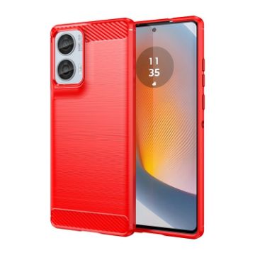 Motorola S50 Neo Red Carbon Fiber Brushed Texture TPU Phone Case - 1