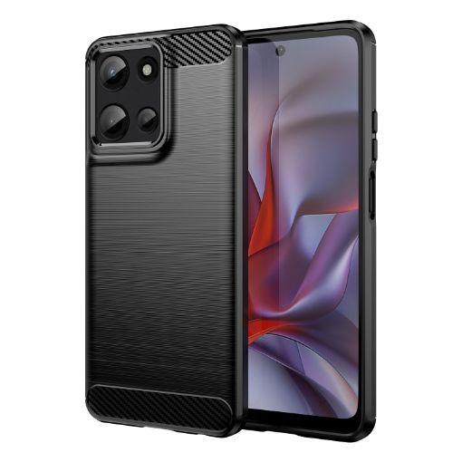 Moto G 5G 2025 Black Carbon Fiber TPU Phone Case - 1