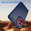 Moto E15 Carbon Fiber Brushed Texture TPU Case - Blue - 3