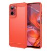 Moto E15 Red TPU Phone Case - Carbon Fiber Brushed Texture Cover - 1