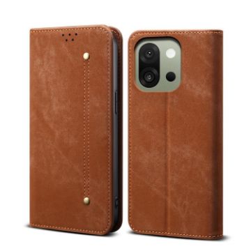 OnePlus 13s 5G Brown Denim Texture Flip Leather Case - 1