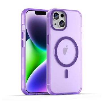 iPhone 14 Plus MagSafe Frosted Translucent TPU PC Case Dark Purple - 1