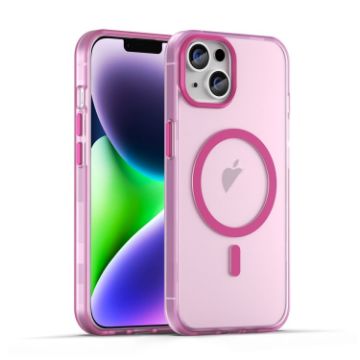 iPhone 14 Plus MagSafe Frosted Translucent Pink TPU PC Full Coverage Case - 1