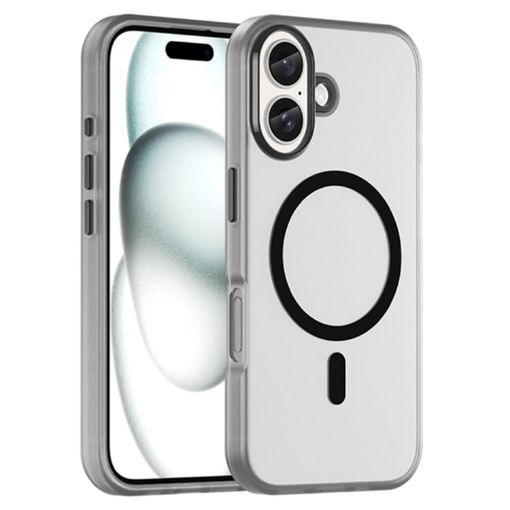 iPhone 16 Plus MagSafe Frosted Translucent TPU PC Case - Black - 1