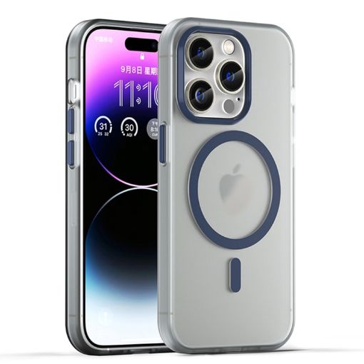 iPhone 16 Pro MagSafe Frosted Translucent TPU PC Case Dark Blue - 1