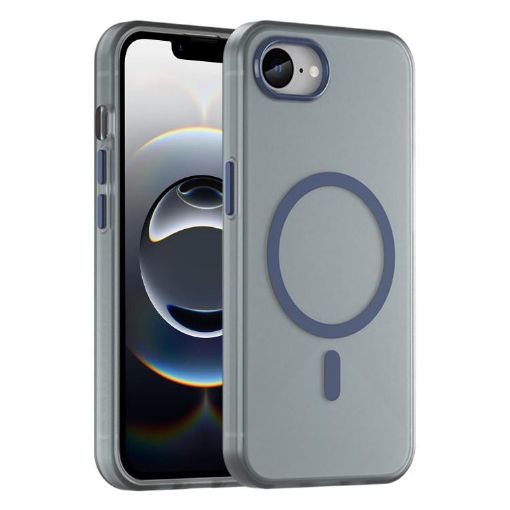 iPhone 16e MagSafe Frosted Translucent TPU PC Case Dark Blue - 1