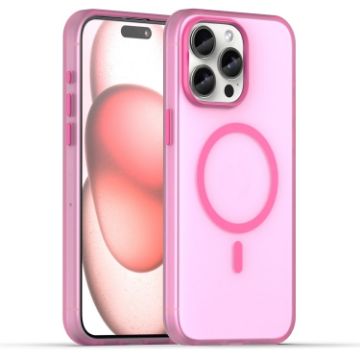 iPhone 15 Pro Max MagSafe Frosted Translucent Pink TPU PC Case - 1