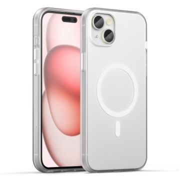 iPhone 15 Plus MagSafe Frosted Translucent TPU PC Case - White - 1