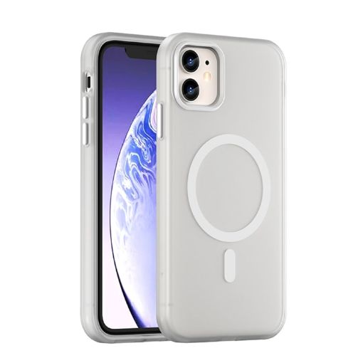 iPhone 12 MagSafe Frosted Translucent TPU PC Full Coverage Case White - 1