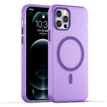 iPhone 12 Pro MagSafe Frosted Translucent TPU PC Case Dark Purple - 1