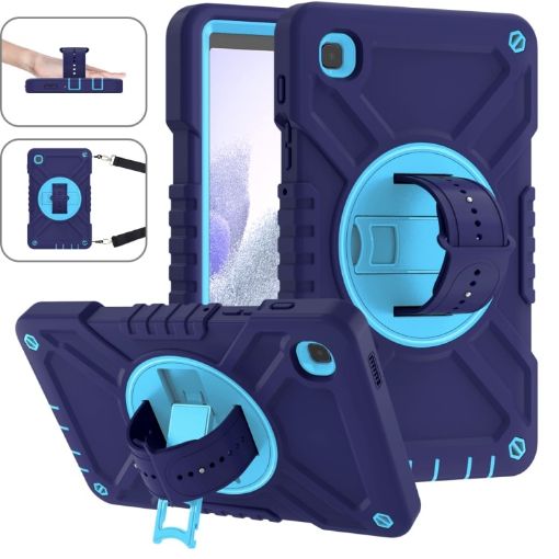 Samsung Galaxy Tab A7 Lite Case, 360 Rotation, Hybrid Silicone, Navy Blue - 1