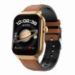 Leather Strap Smart Watch with Bluetooth Call & Heart Rate, 2.01" (Brown) - 1