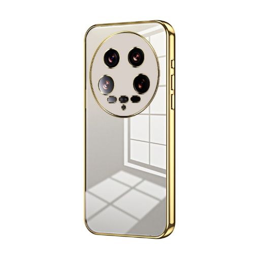 Xiaomi 14 Ultra Gold Transparent Plating Fine Hole Phone Case - 1