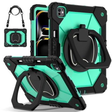 iPad Pro 13 2024 Black Mint Green Robot Silicone Hybrid Case - 1