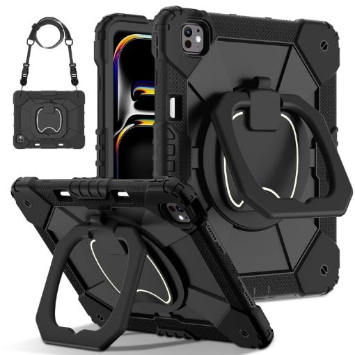 iPad Pro 13 2024 Black Contrast Color Robot Silicone Hybrid Case - 1